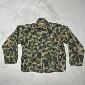 Vintage Bullseye Bill Jacket Men's Large Green Duck Camo Hunting Water Repellent